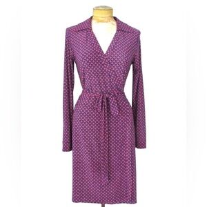 Tommy Hilfiger Red Blue 2 Geometric Dots True Wrap Dress Collared Retro Preppy